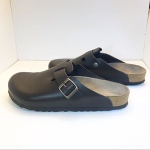 Birkenstock Boston Natural Leather Dark Brown Clog